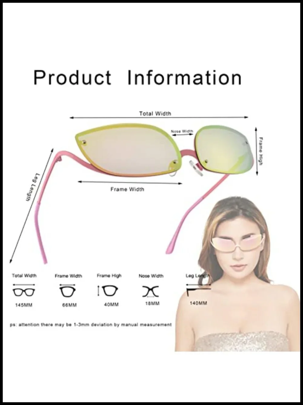 Y2K Wrap Around Sunglasses UV400 Protection Vintage Shades